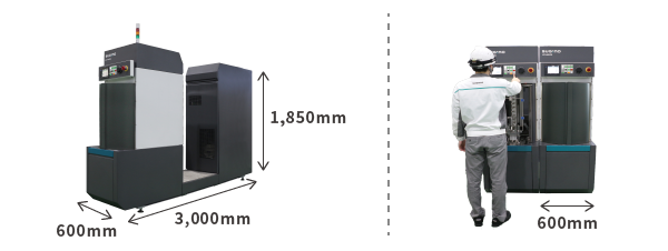 幅わずか600mmのコンパクトな部品洗浄機です。組み合わせでも単体でも、限られたスペースに設置できます。
